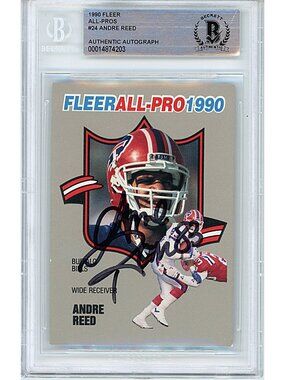 Andre Reed Signed 1990 Fleer All Pro #24 Buffalo Bills HOF Beckett BAS Slab Auto